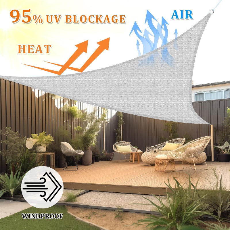 Shade&Beyond Triangle Sun Shade Sail 20'X20'X20' Permeable Canopy Light Grey for Patio Garden Yard Deck Pergola (We Make Custom Size) - Image 2